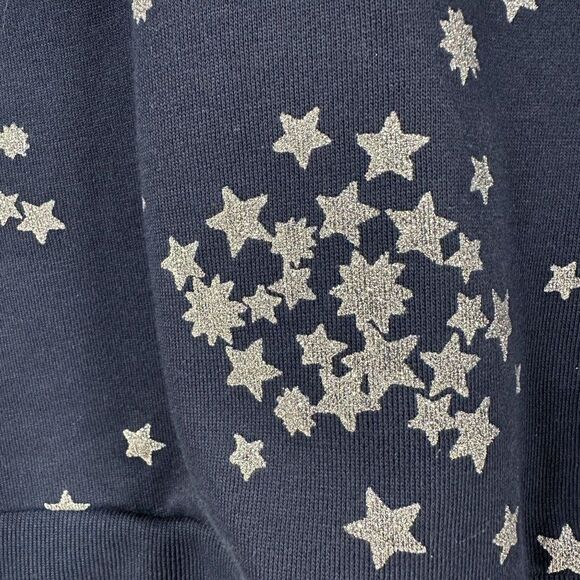 Crewcuts Navy Star Sweatshirt Silver Glitter Stars Girls Size XL - Picture 2 of 6